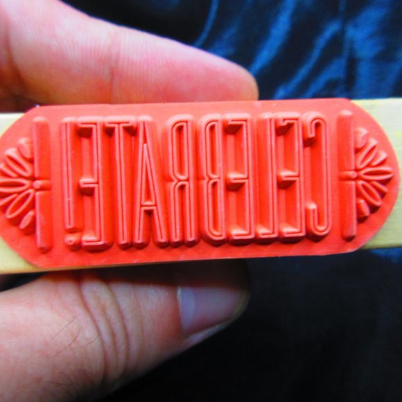 Celebrate! Wood Mounted Stamp 1" x 3" - Picture 2 of 3